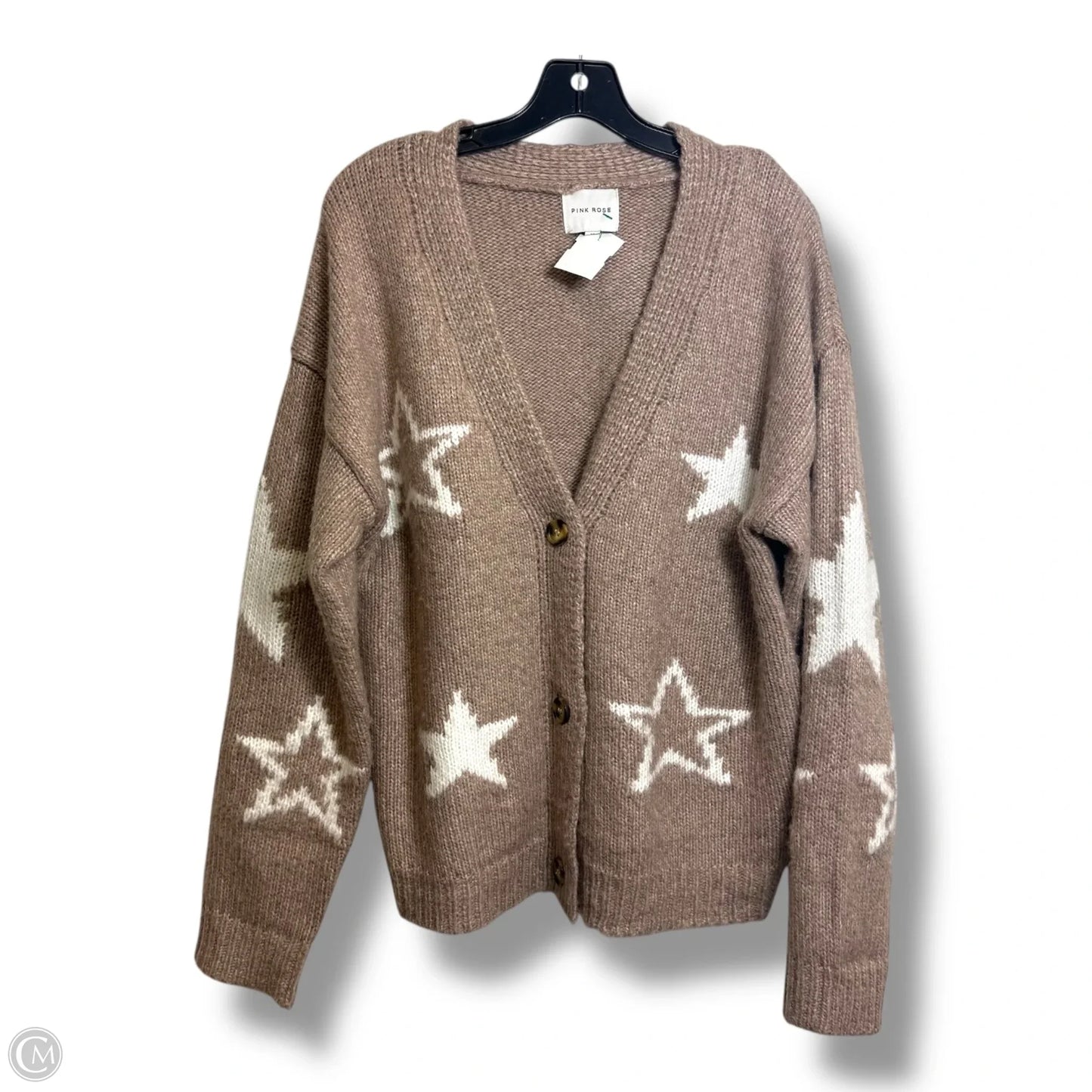 Cardigan By Pink Rose In Brown, Size: M