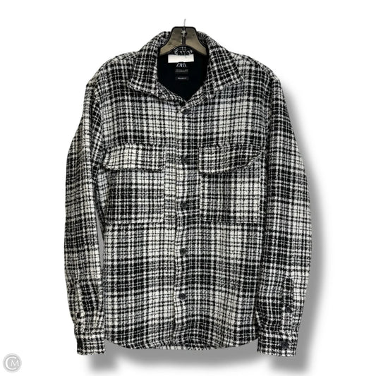 Jacket Shirt By Zara In Black & White, Size: S