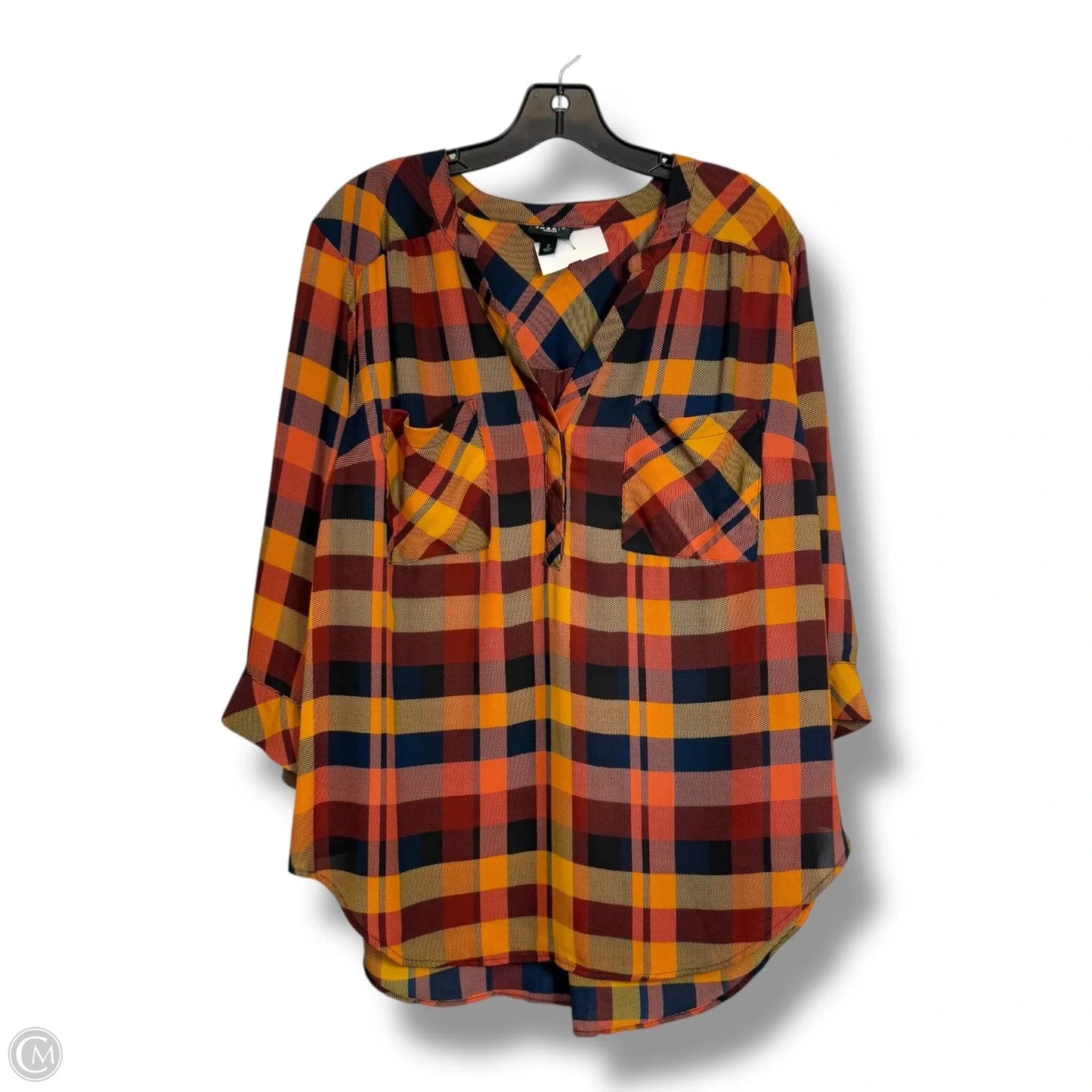 Top Long Sleeve By Torrid In Plaid Pattern, Size: 2x