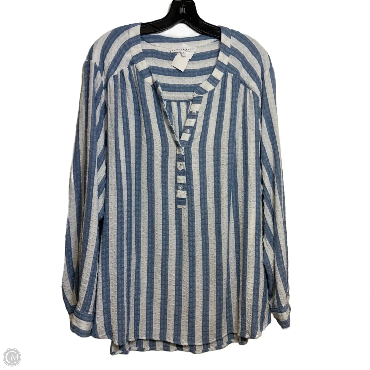 Blouse Long Sleeve By Jane And Delancey In Striped Pattern, Size: 2x