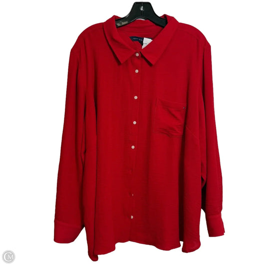 Blouse Long Sleeve By Tommy Hilfiger In Red, Size: 2x