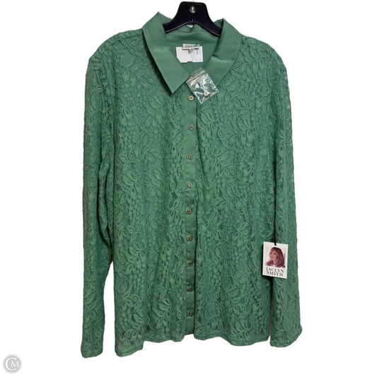 Blouse Long Sleeve By Jaclyn Smith In Green, Size: 2x