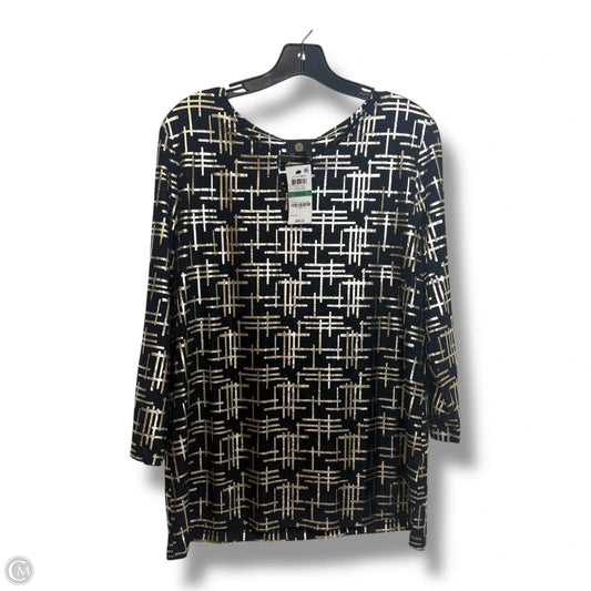 Blouse 3/4 Sleeve By Jm Collections In Black & Gold, Size: L
