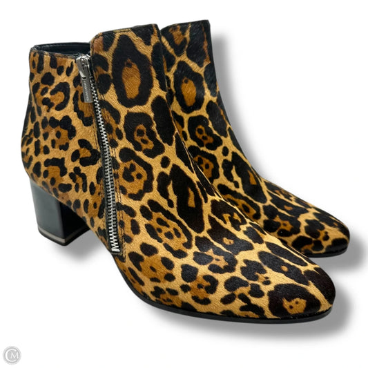 Boots Ankle Heels By Calvin Klein In Animal Print, Size: 9.5