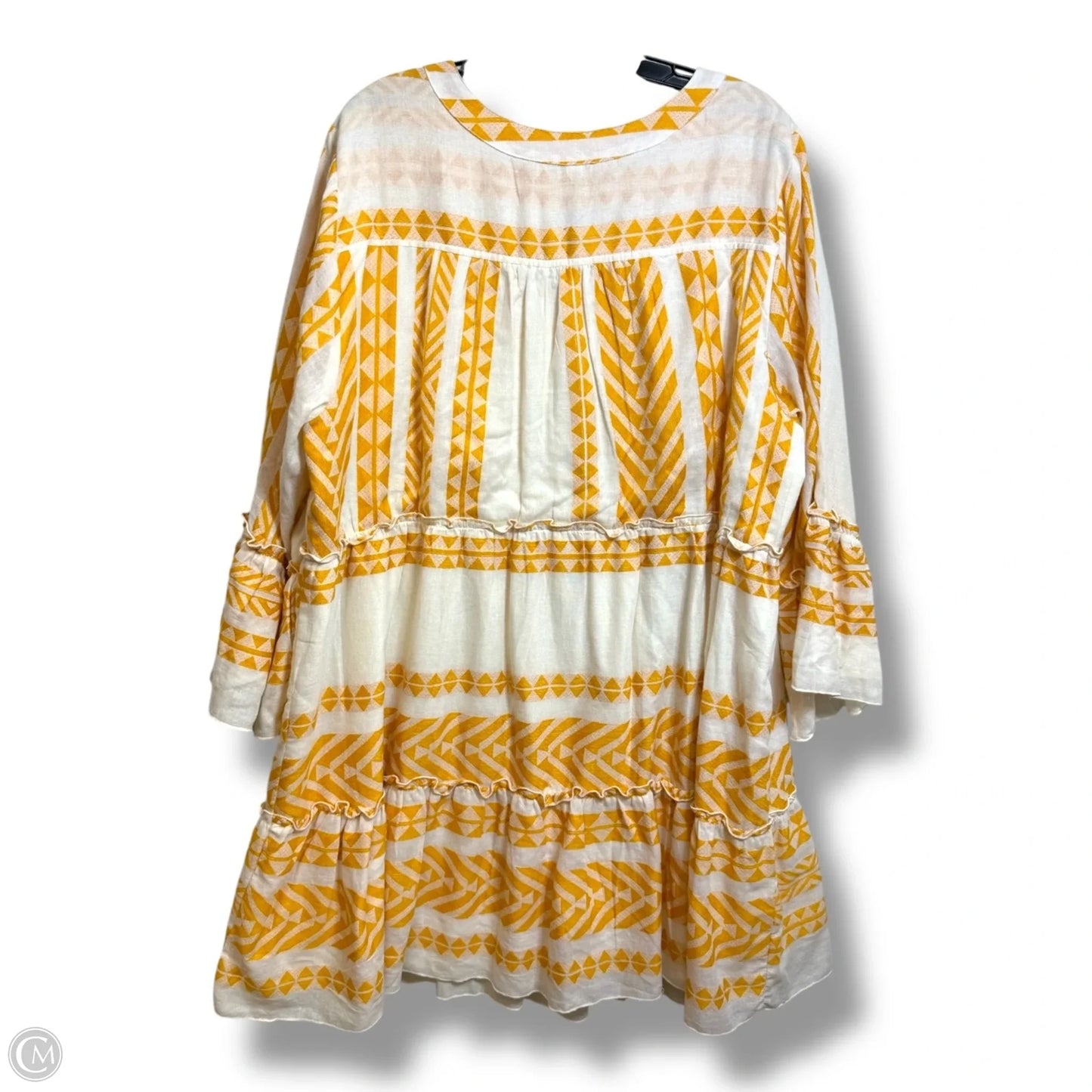 Dress Casual Short By Clothes Mentor In White & Yellow, Size: 2x