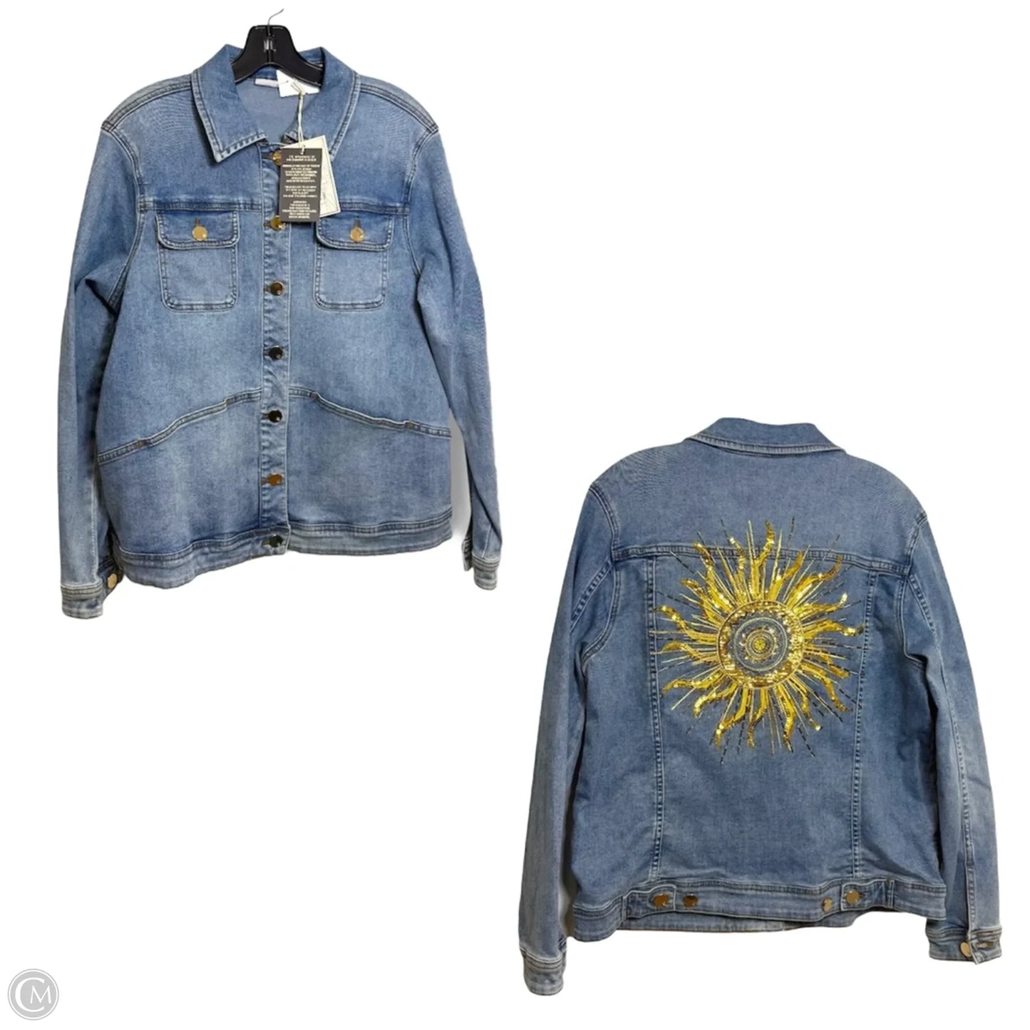 Jacket Denim By Dg2 In Blue Denim, Size: L