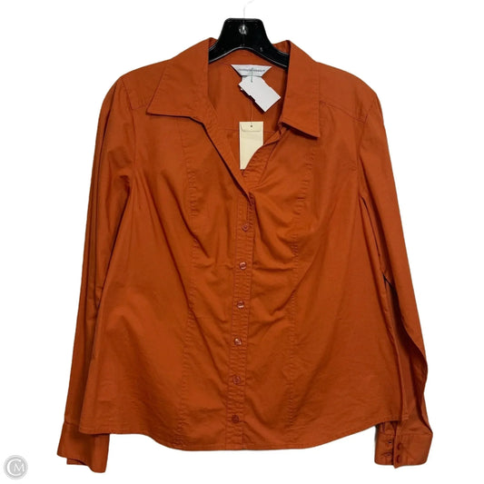 Top Long Sleeve Basic By Christopher And Banks In Orange, Size: S