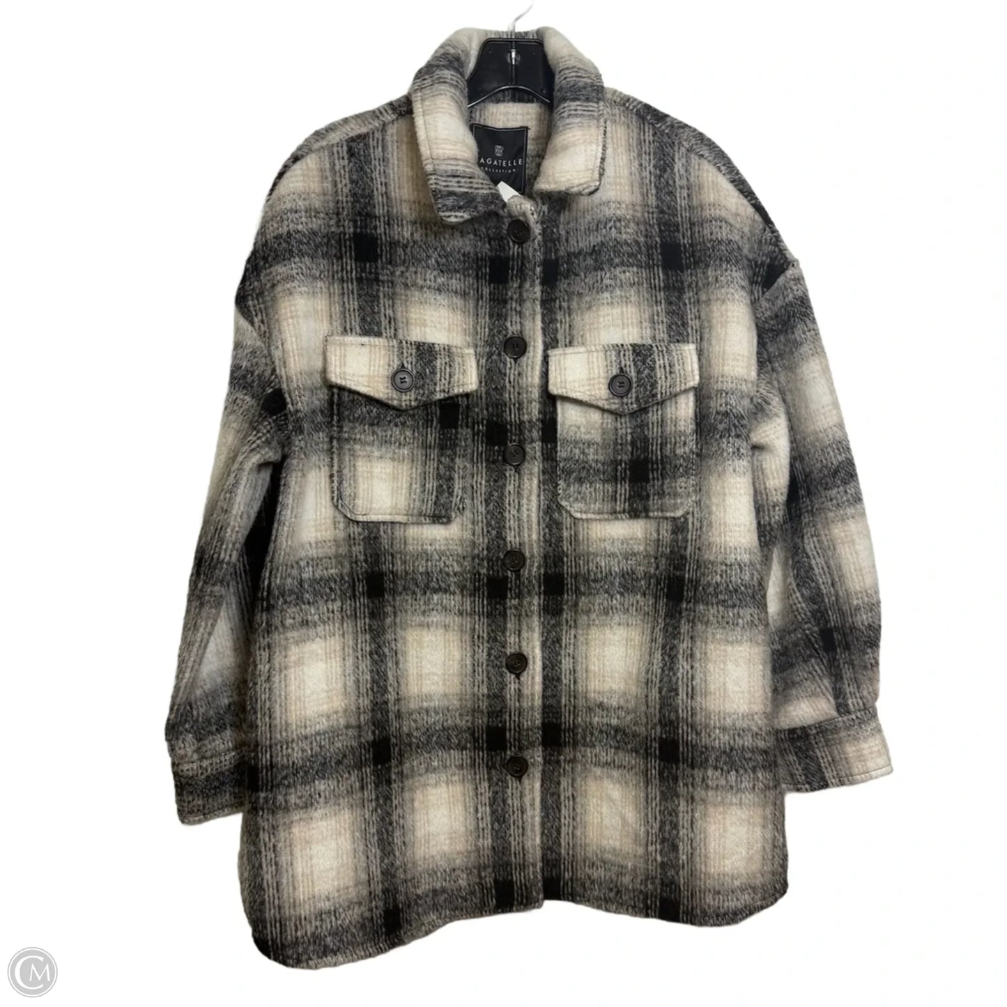 Jacket Shirt By Bagatelle In Plaid Pattern, Size: L