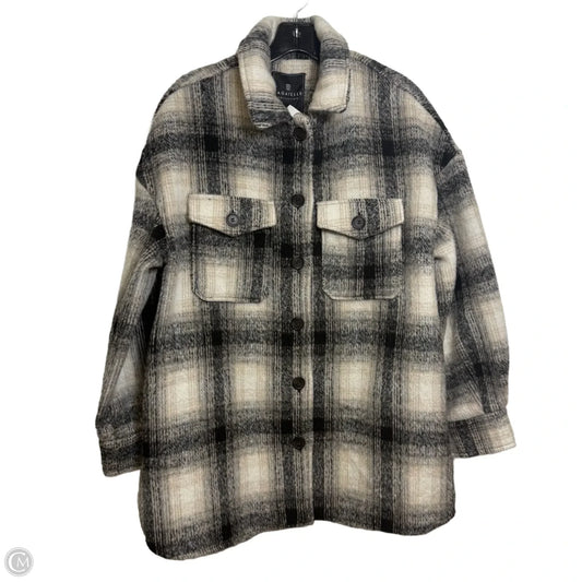 Jacket Shirt By Bagatelle In Plaid Pattern, Size: L