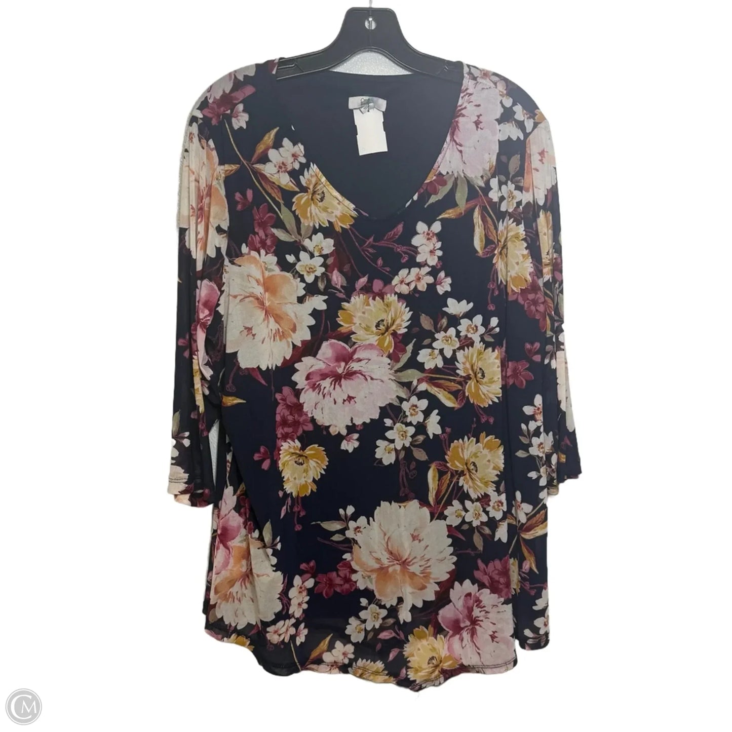 Top Long Sleeve Basic By Croft And Barrow In Floral Print, Size: 1x