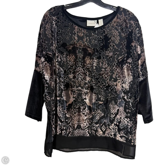 Top Long Sleeve Basic By Chicos In Black & Tan, Size: Xl
