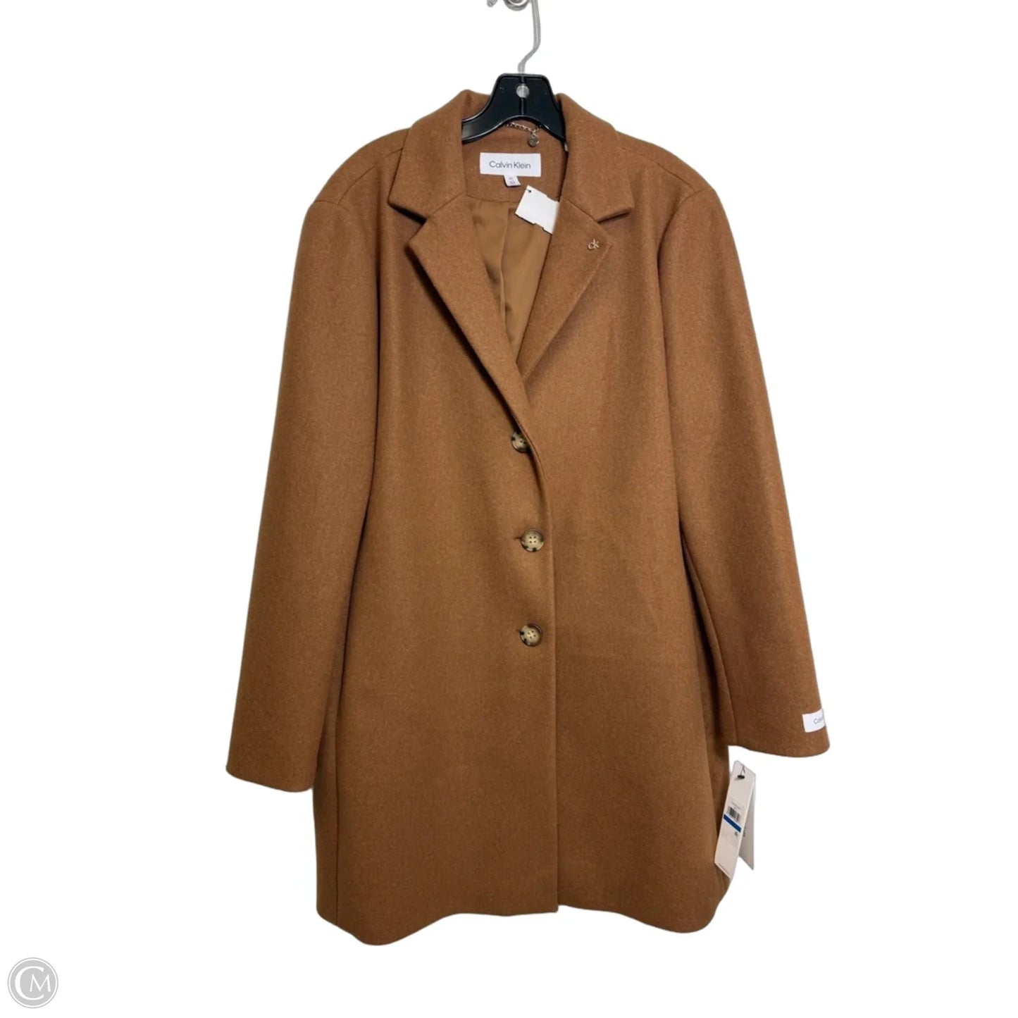 Coat Trench Coat By Calvin Klein In Brown, Size: Xl