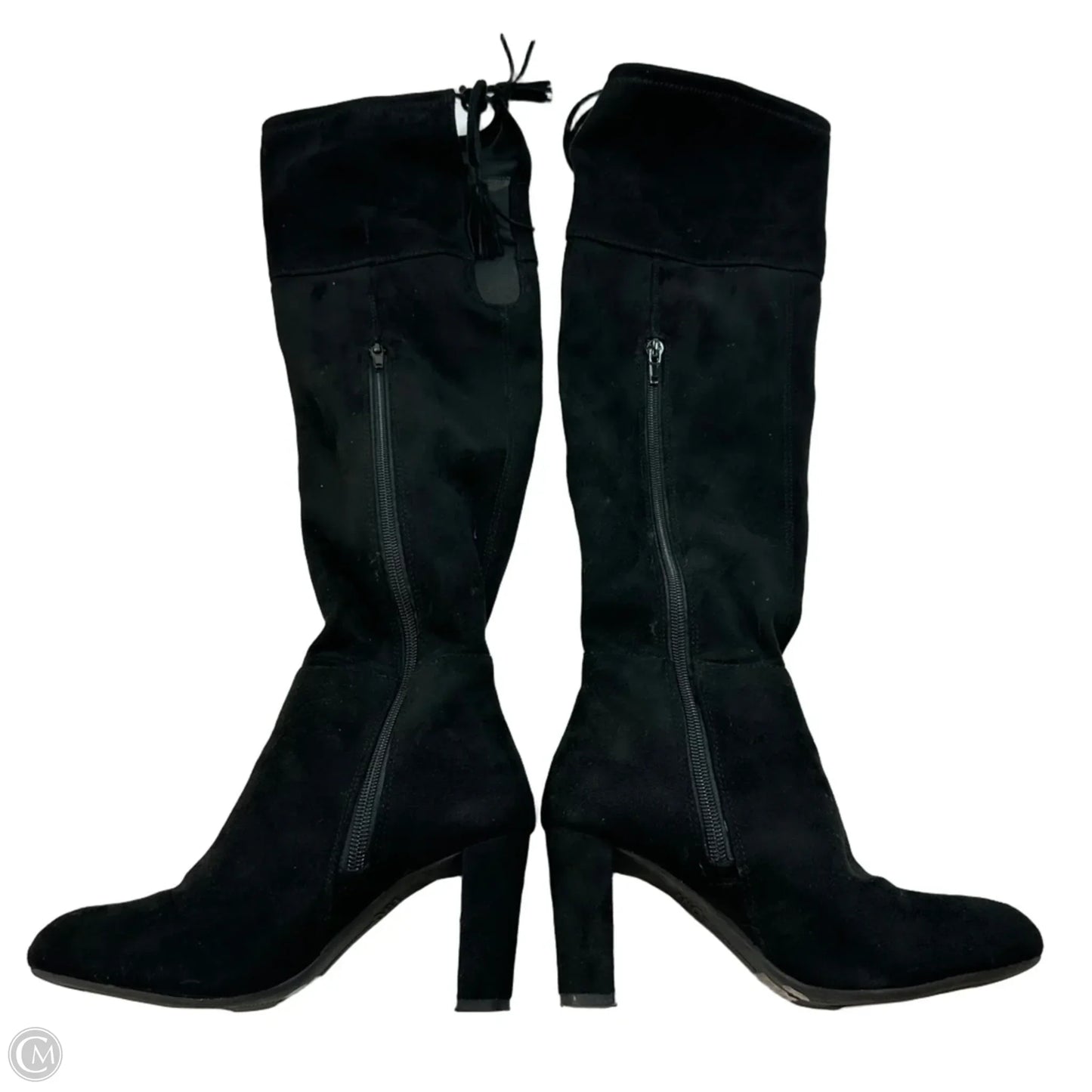 Boots Knee Heels By Clothes Mentor In Black, Size: 5