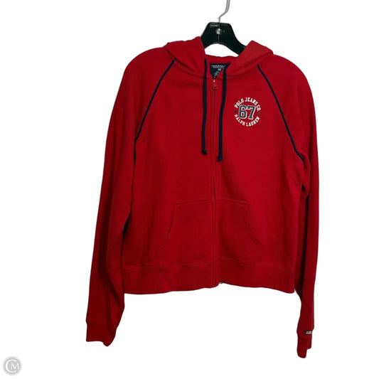 Sweatshirt Hoodie By Polo Jeans Ralph Lauren  In Red, Size: L