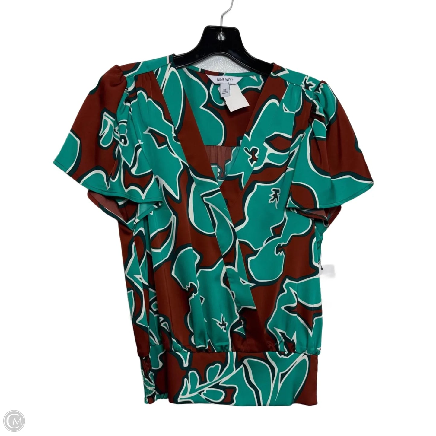 Top Short Sleeve Basic By Nine West In Brown & Green, Size: Xs