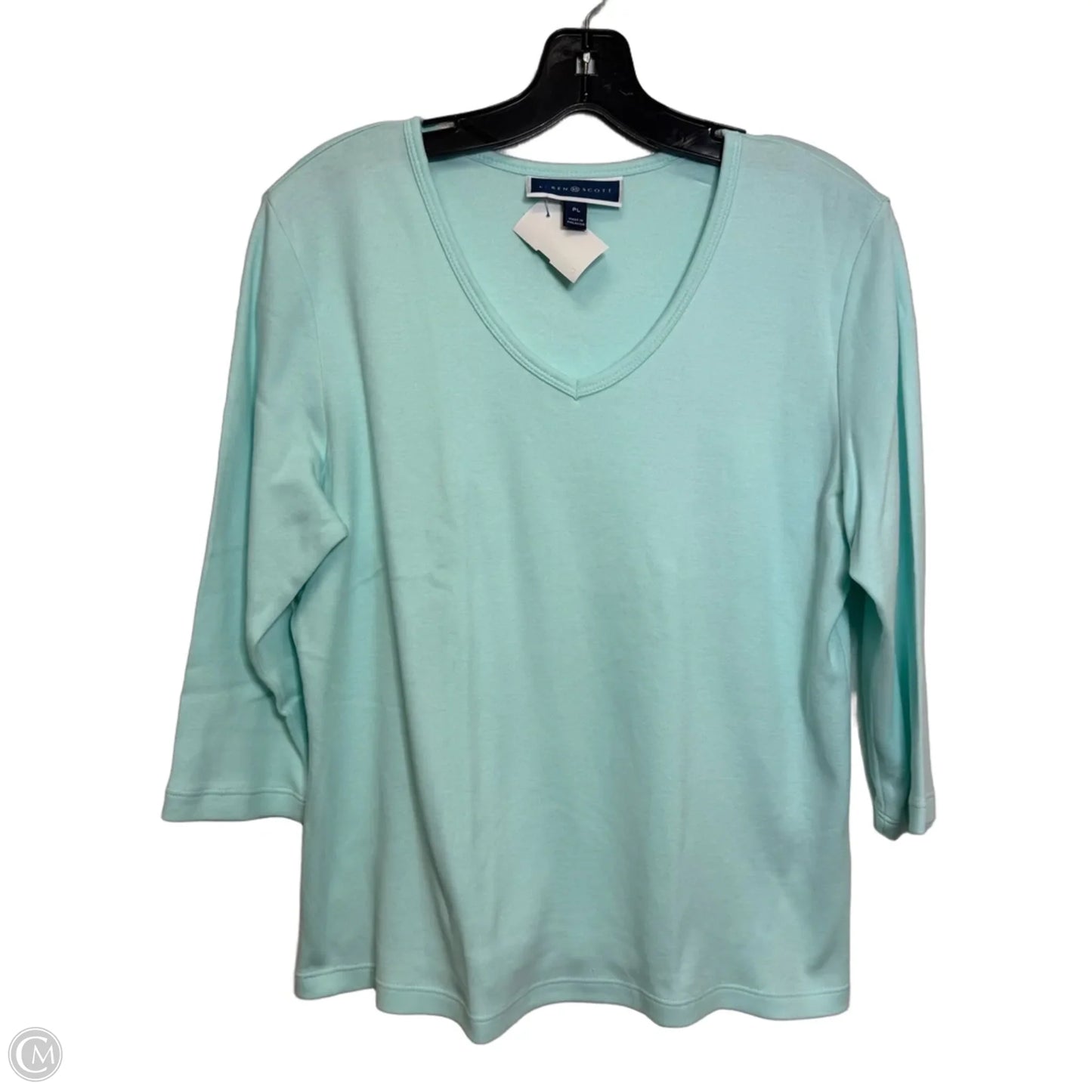 Top Long Sleeve By Karen Scott In Aqua, Size: Lp
