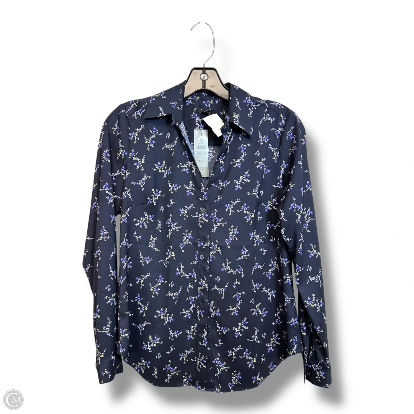 Top Long Sleeve By Ann Taylor In Navy, Size: Xsp