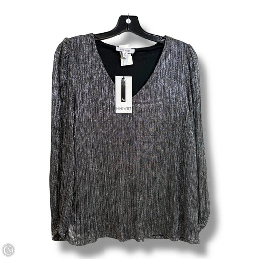 Top Long Sleeve By Nine West In Silver, Size: M