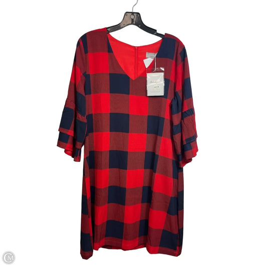 Dress Casual Midi By Clothes Mentor In Blue & Red, Size: L