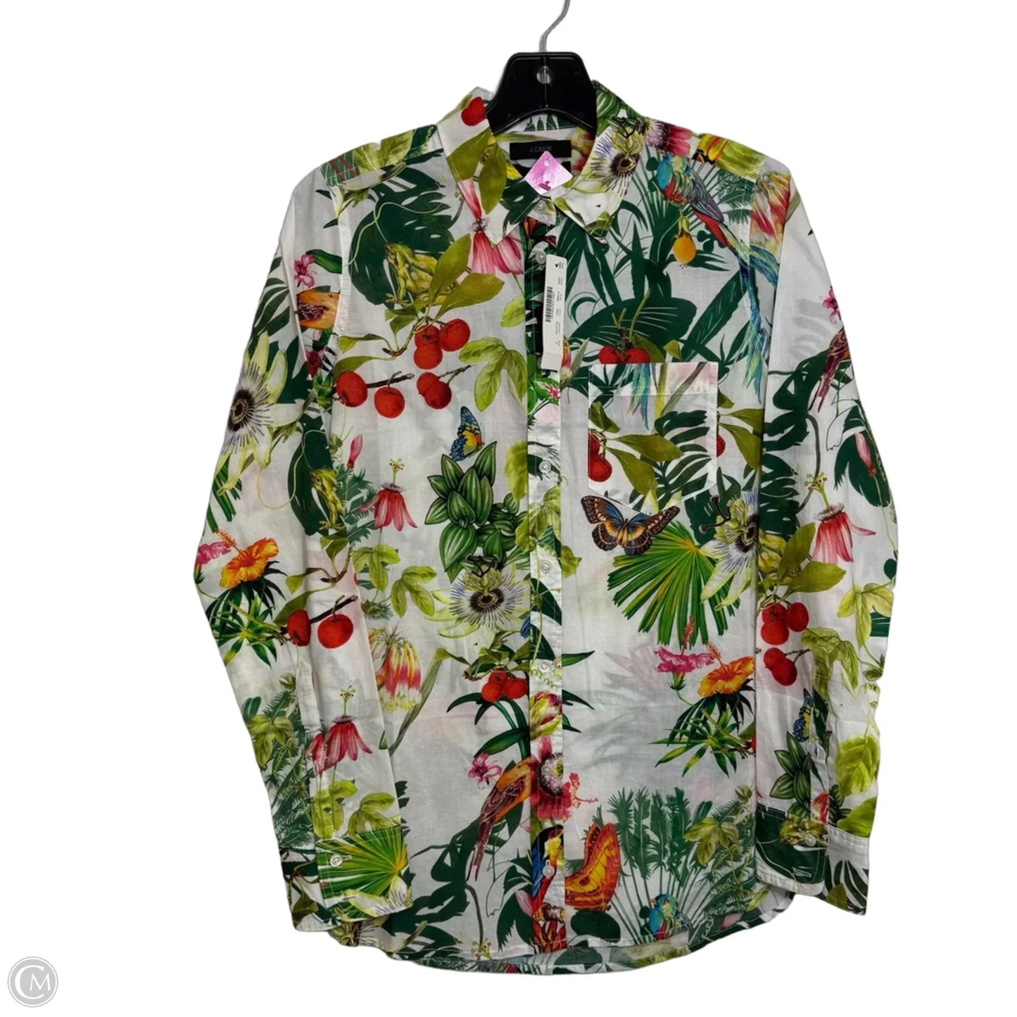 Top Long Sleeve By J. Crew In Green & White, Size: Xs