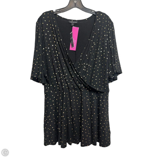 Top Short Sleeve By Lane Bryant In Black & Gold, Size: 14