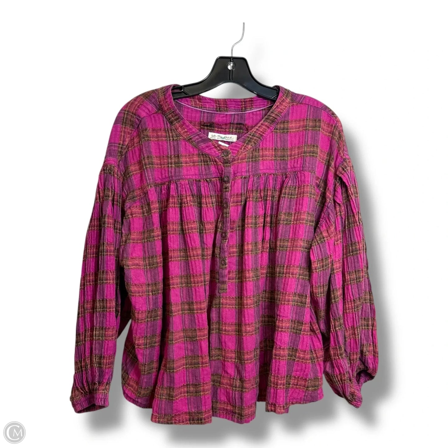 Top Long Sleeve By We The Free In Plaid Pattern, Size: M
