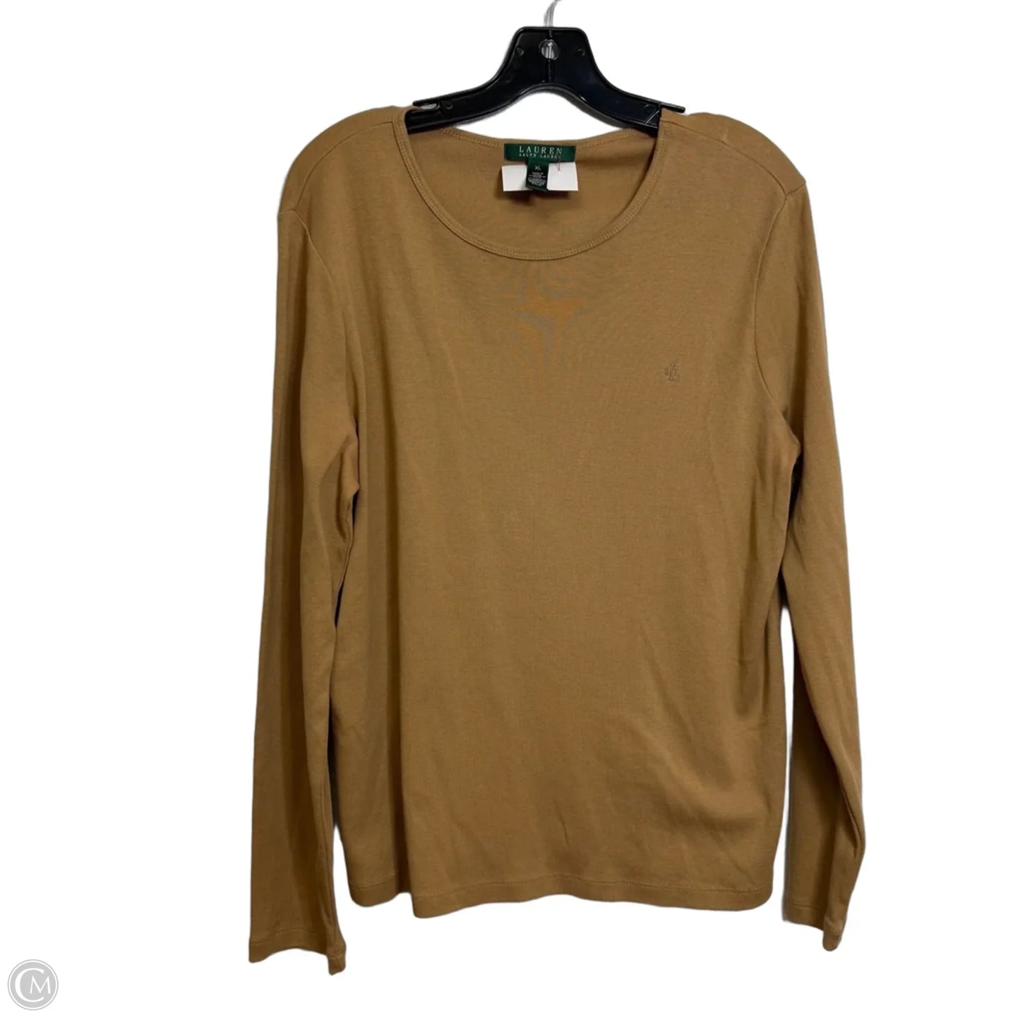 Top Long Sleeve Basic By Lauren By Ralph Lauren In Tan, Size: Xl