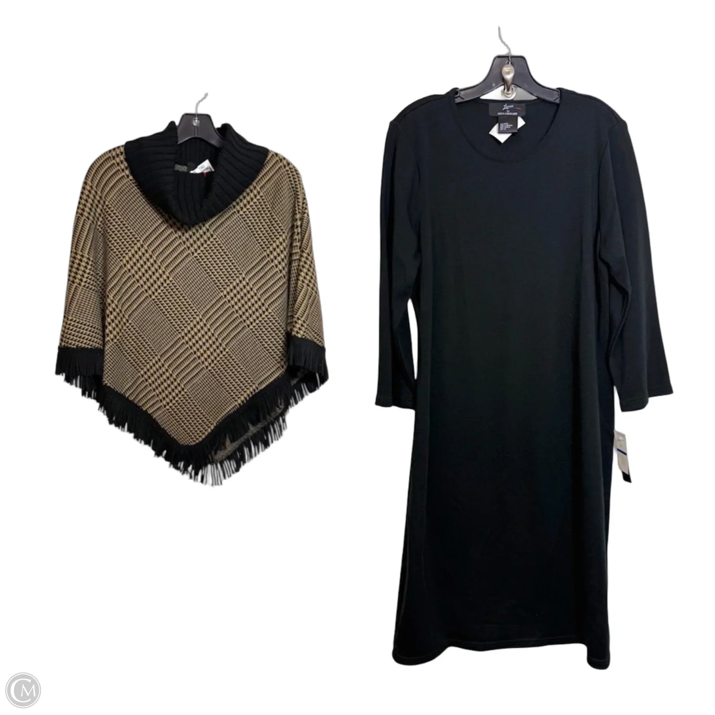 Dress Set 2pc By Nina Leonard In Black & Gold, Size: Xl