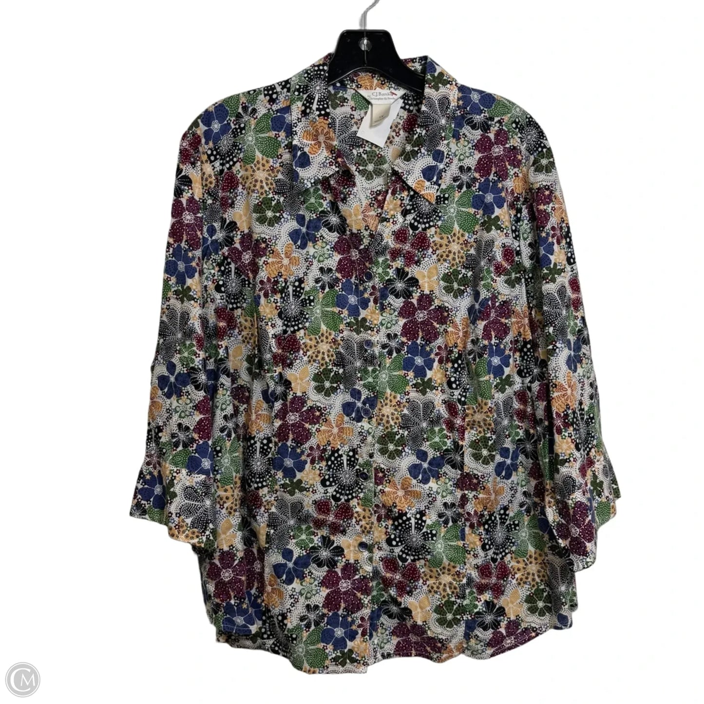 Top Long Sleeve By Cj Banks In Floral Print, Size: 1x
