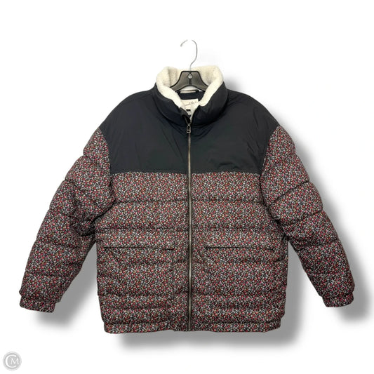 Coat Puffer & Quilted By Universal Thread In Floral Print, Size: L