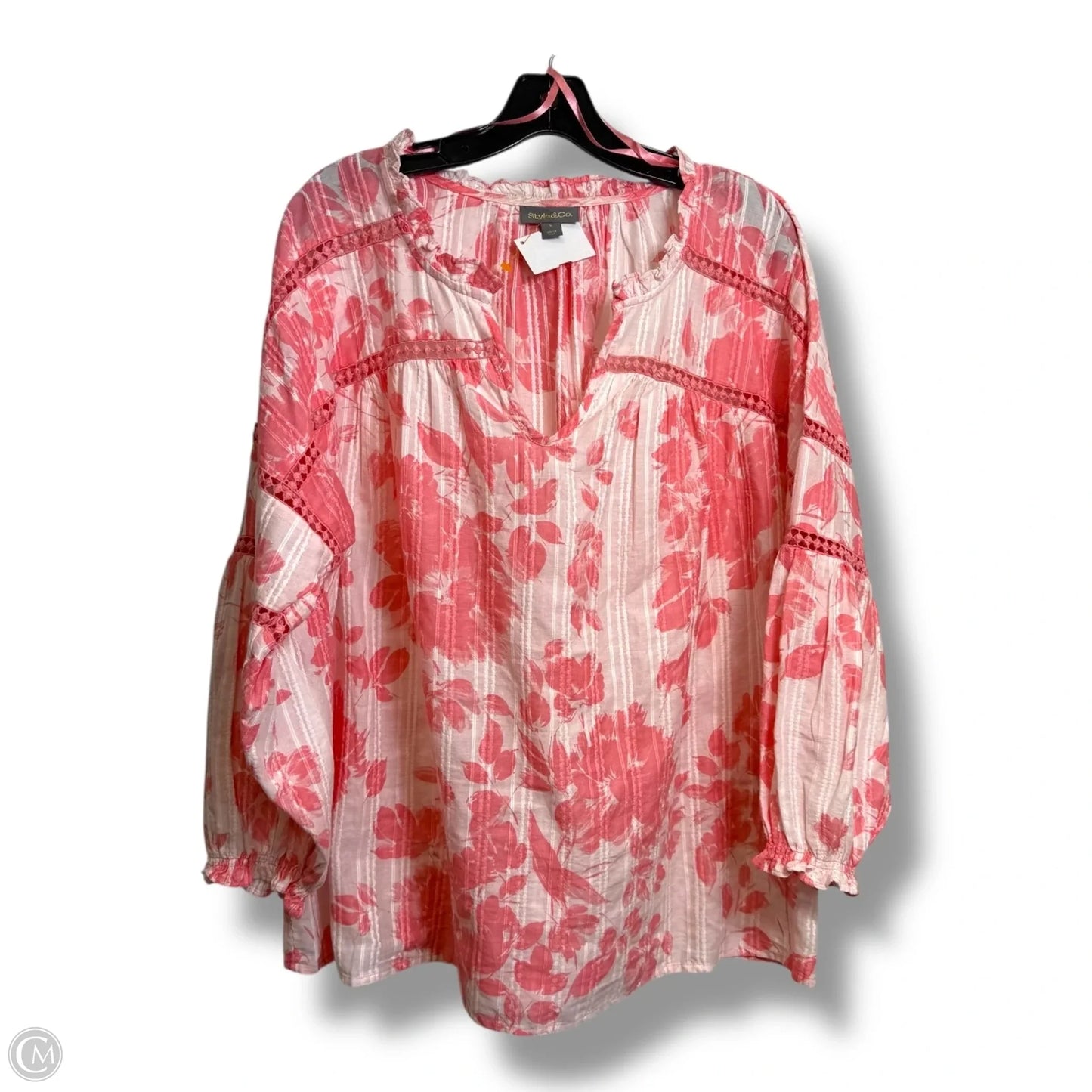 Top Long Sleeve By Style And Company In Floral Print, Size: L