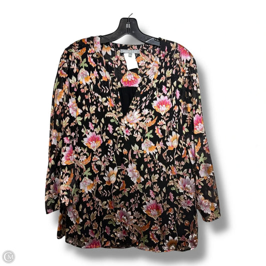 Top Long Sleeve By Daniel Rainn In Floral Print, Size: L