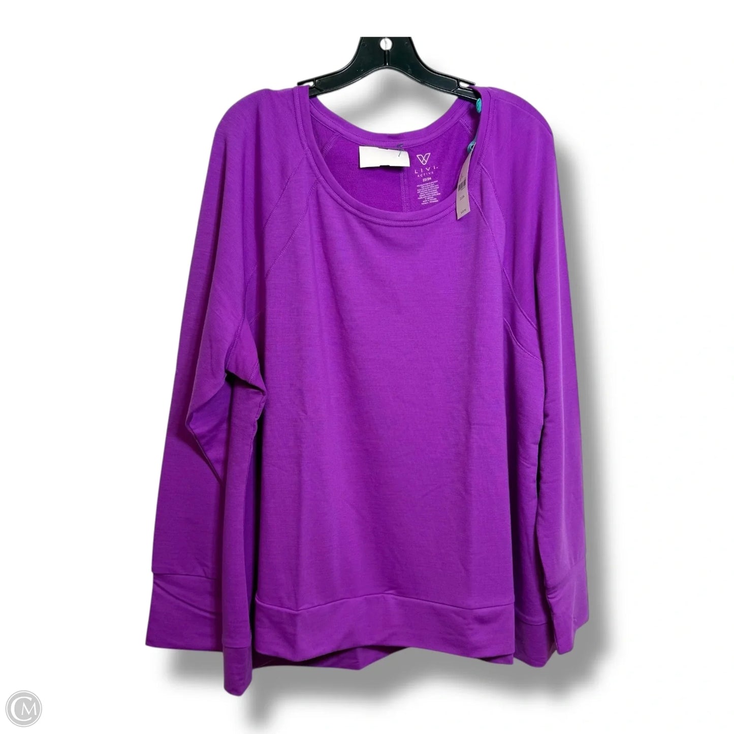 Top Long Sleeve By Livi Active In Purple, Size: 1x