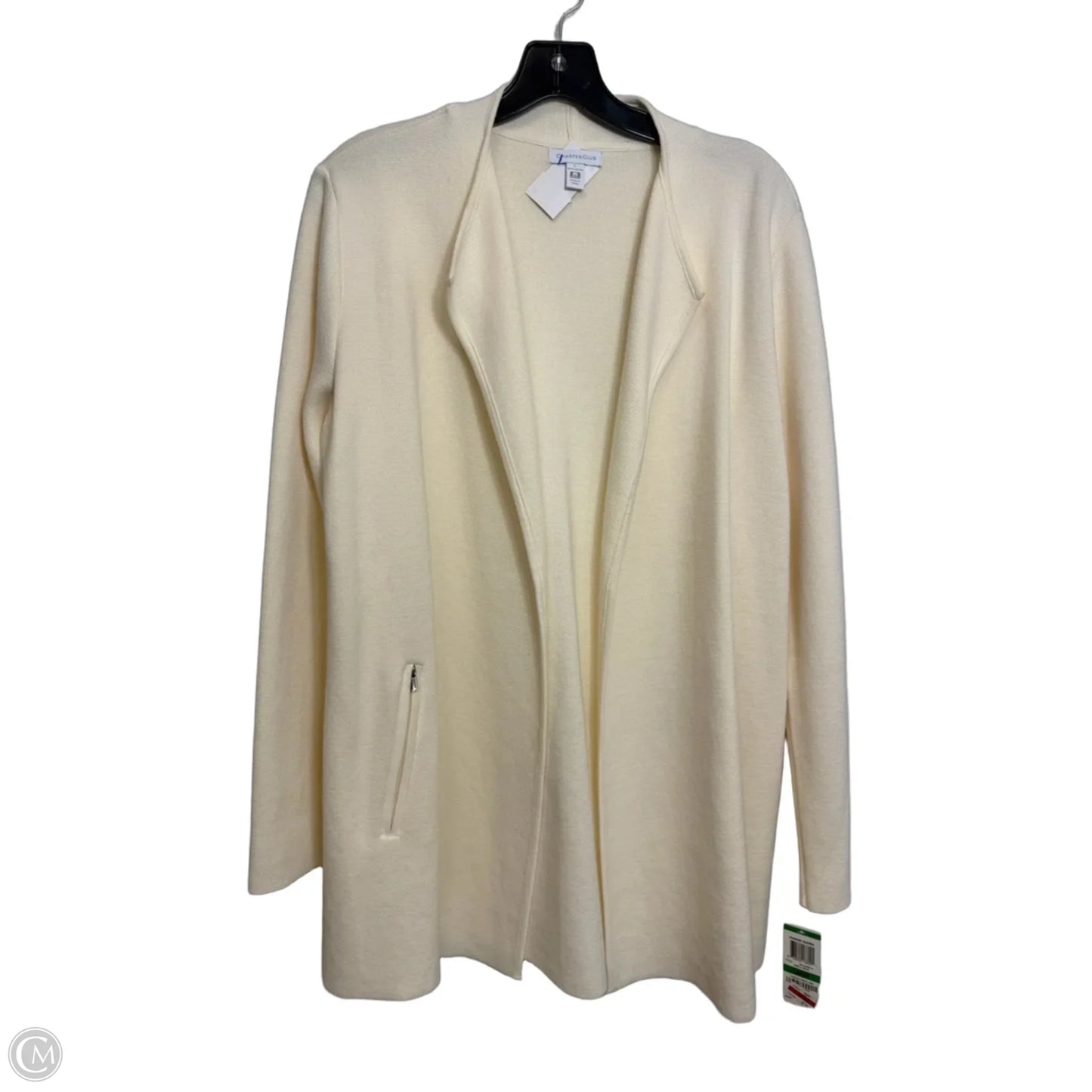Sweater Cardigan By Charter Club In Beige, Size: L