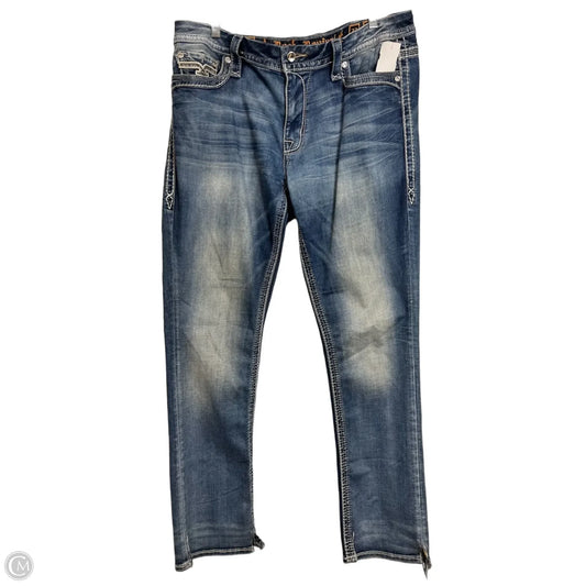Jeans Straight By Rock Revival In Blue Denim, Size: 16