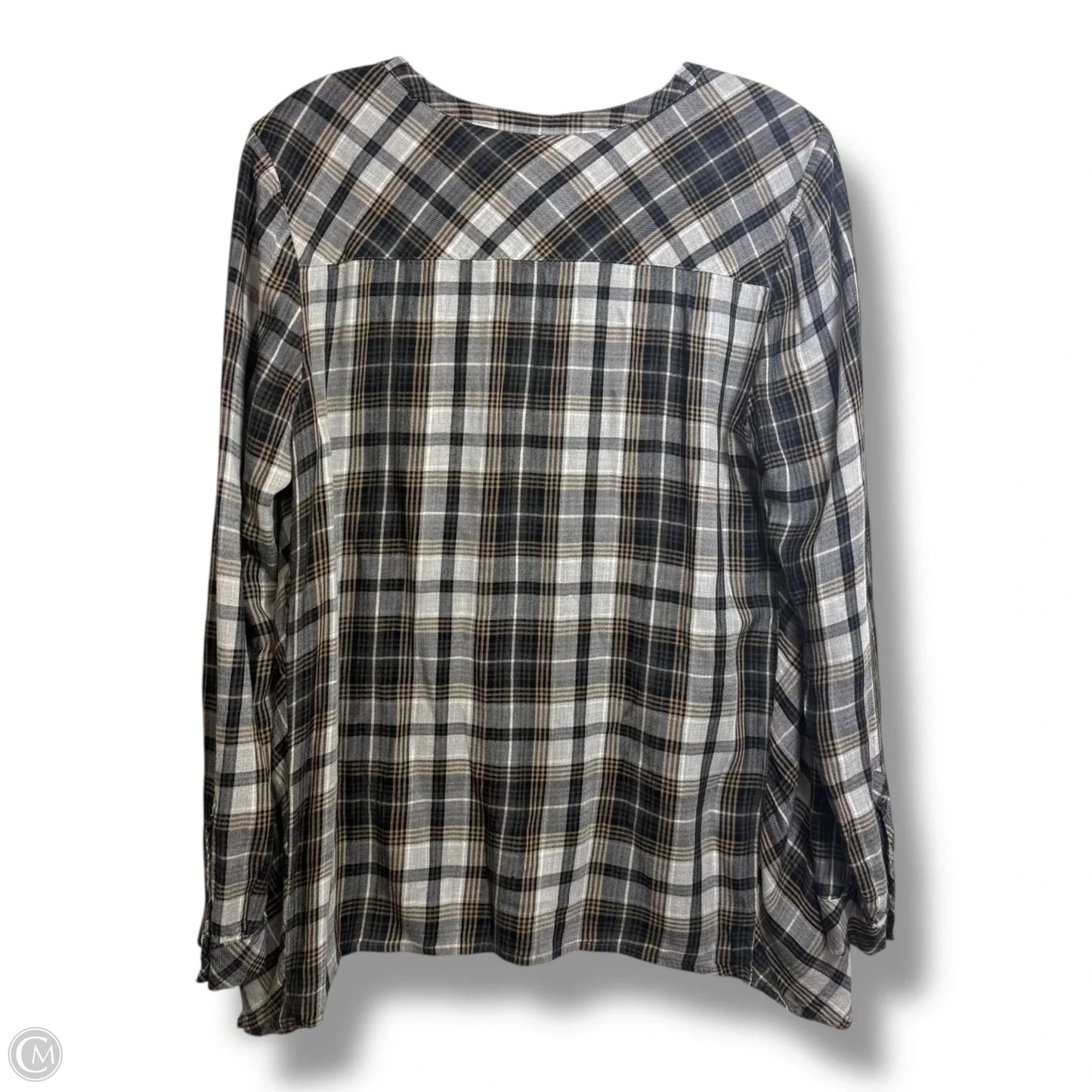 Top Long Sleeve By J. Jill In Plaid Pattern, Size: M