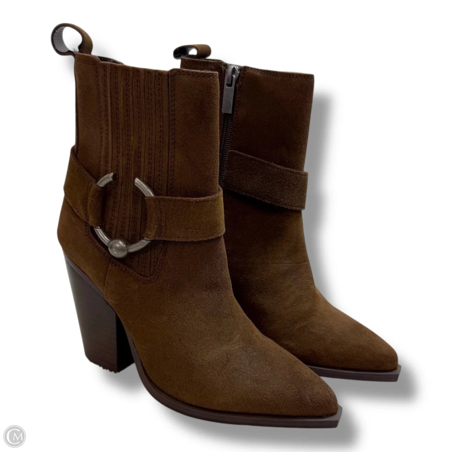 Boots Ankle Heels By Steve Madden In Brown, Size: 5