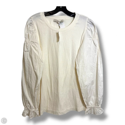 Top Long Sleeve By Loft In White, Size: L