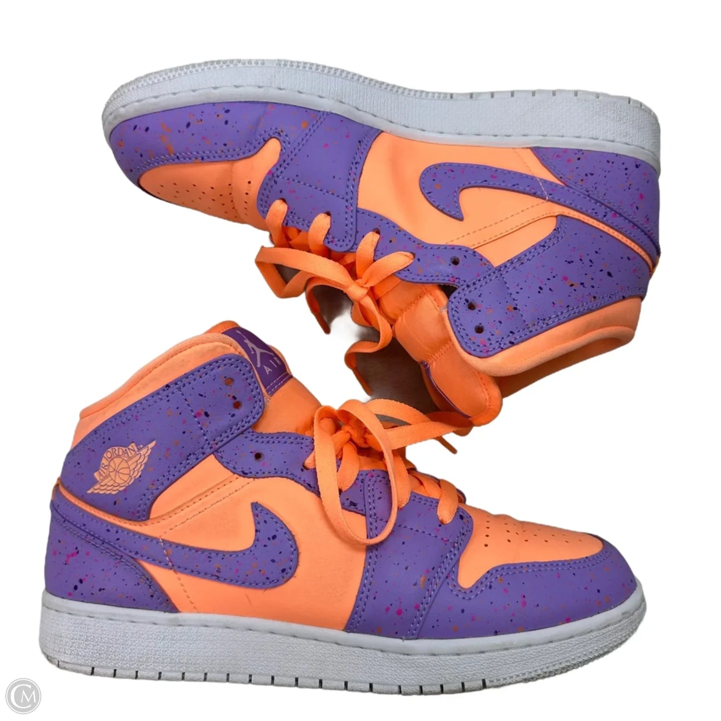 Air Jordan mid Shoes Sneakers By Nike In Orange & Purple, Size: 7Y/8.5