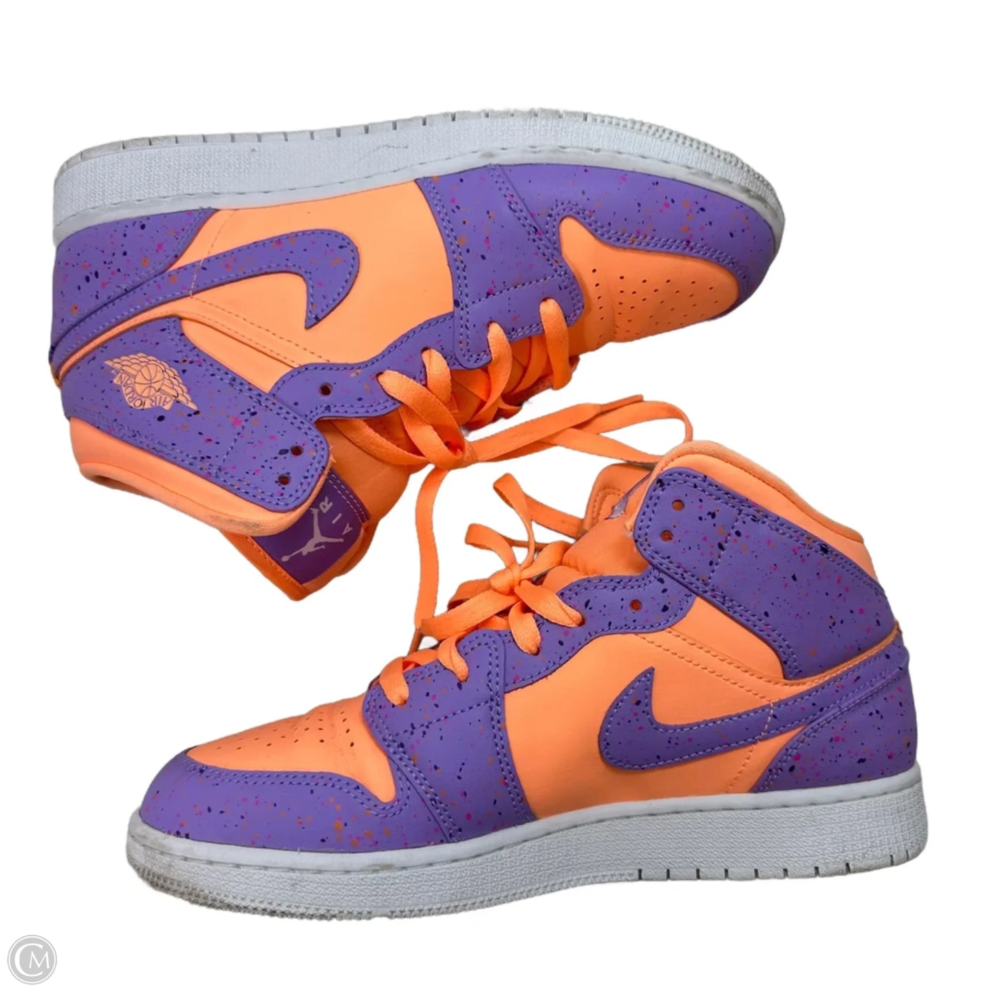Air Jordan mid Shoes Sneakers By Nike In Orange & Purple, Size: 7Y/8.5