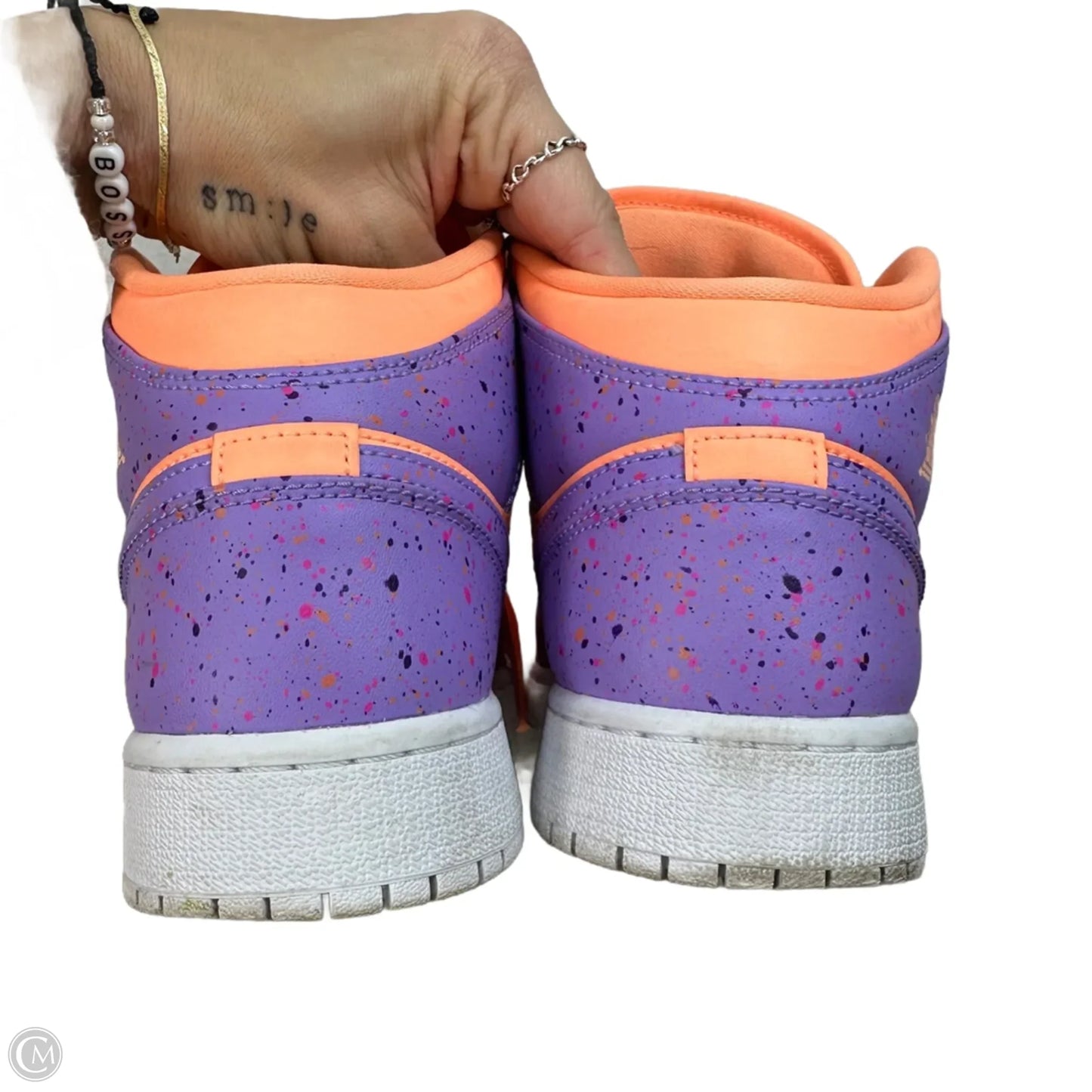 Air Jordan mid Shoes Sneakers By Nike In Orange & Purple, Size: 7Y/8.5
