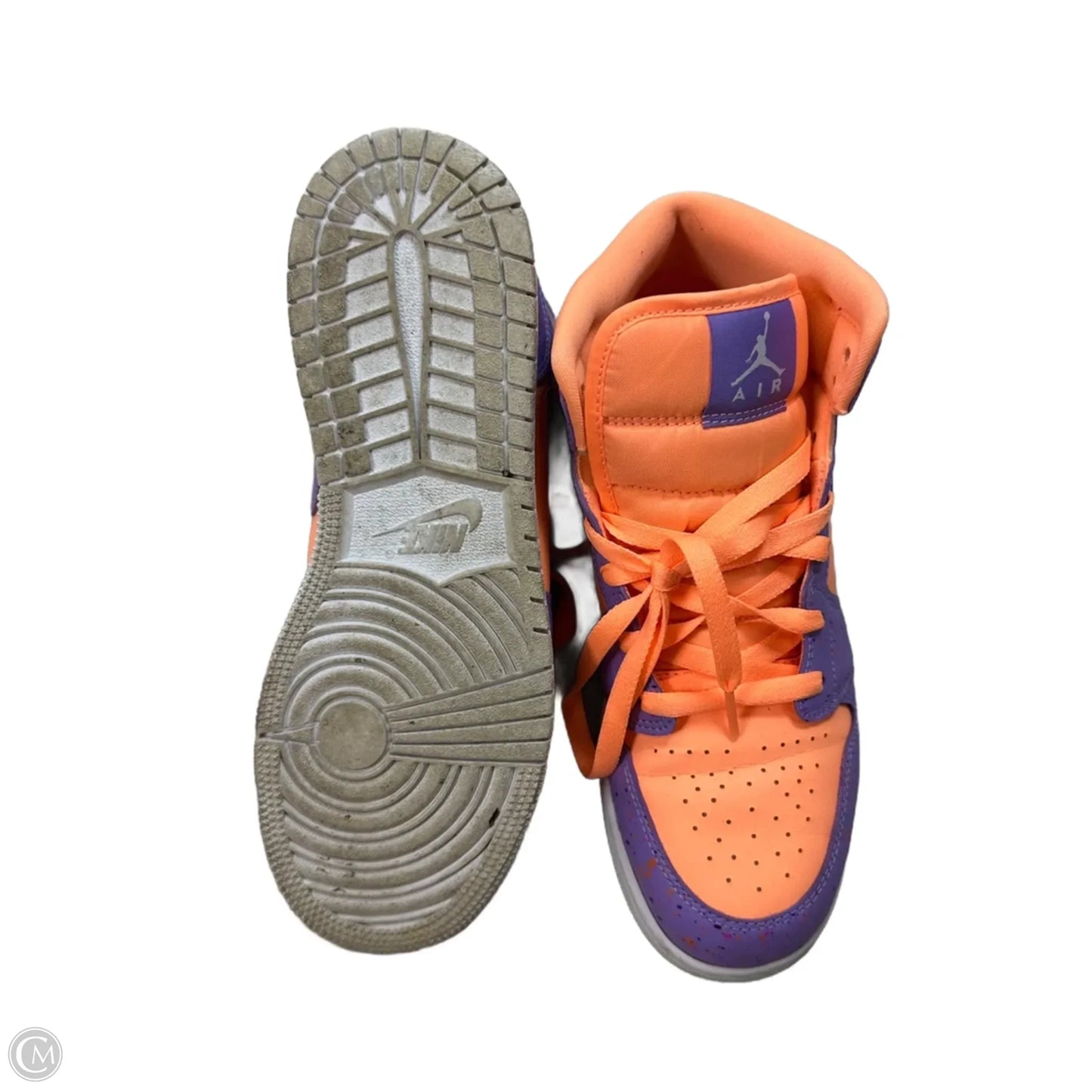 Air Jordan mid Shoes Sneakers By Nike In Orange & Purple, Size: 7Y/8.5