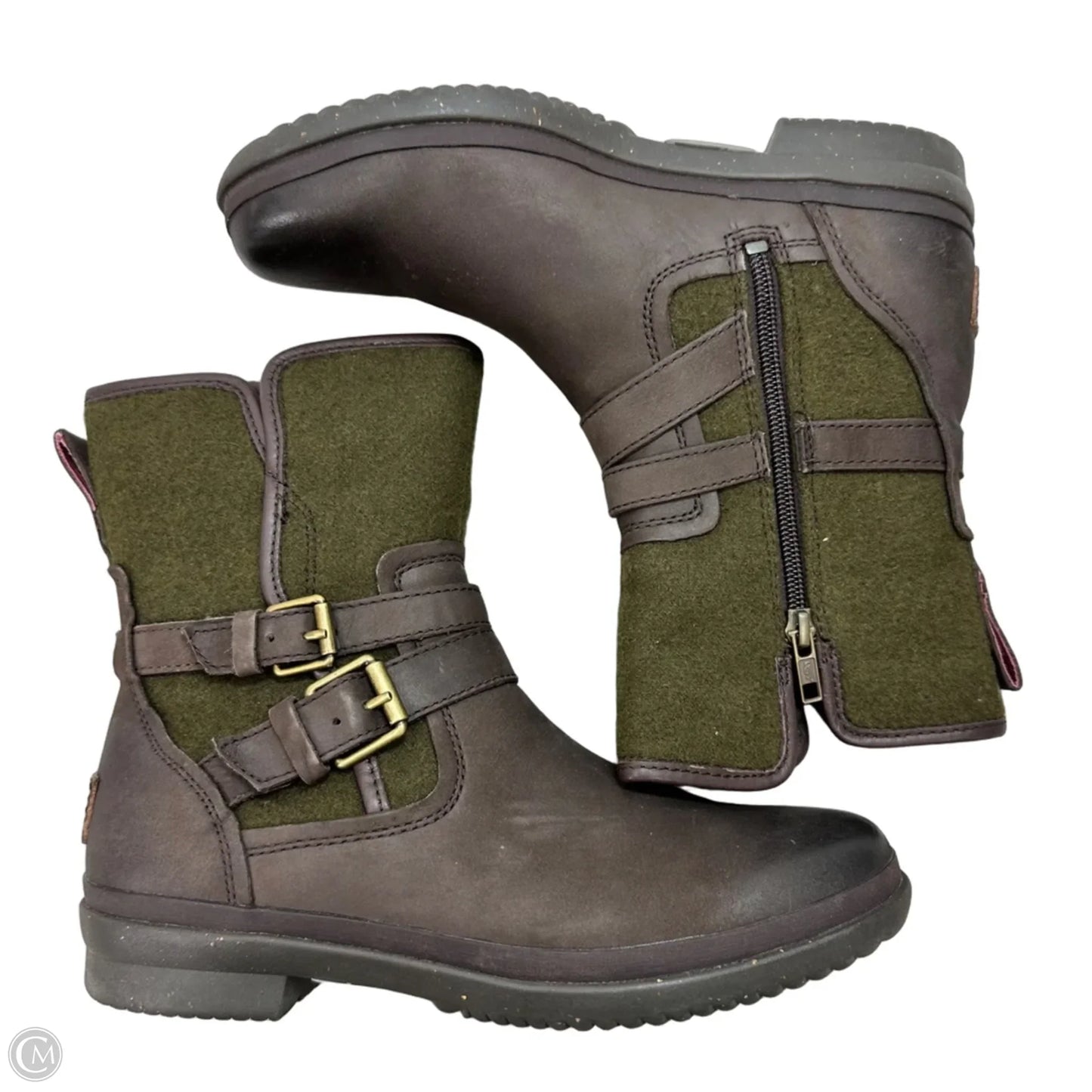 Boots Designer By Ugg In Brown & Green, Size: 8
