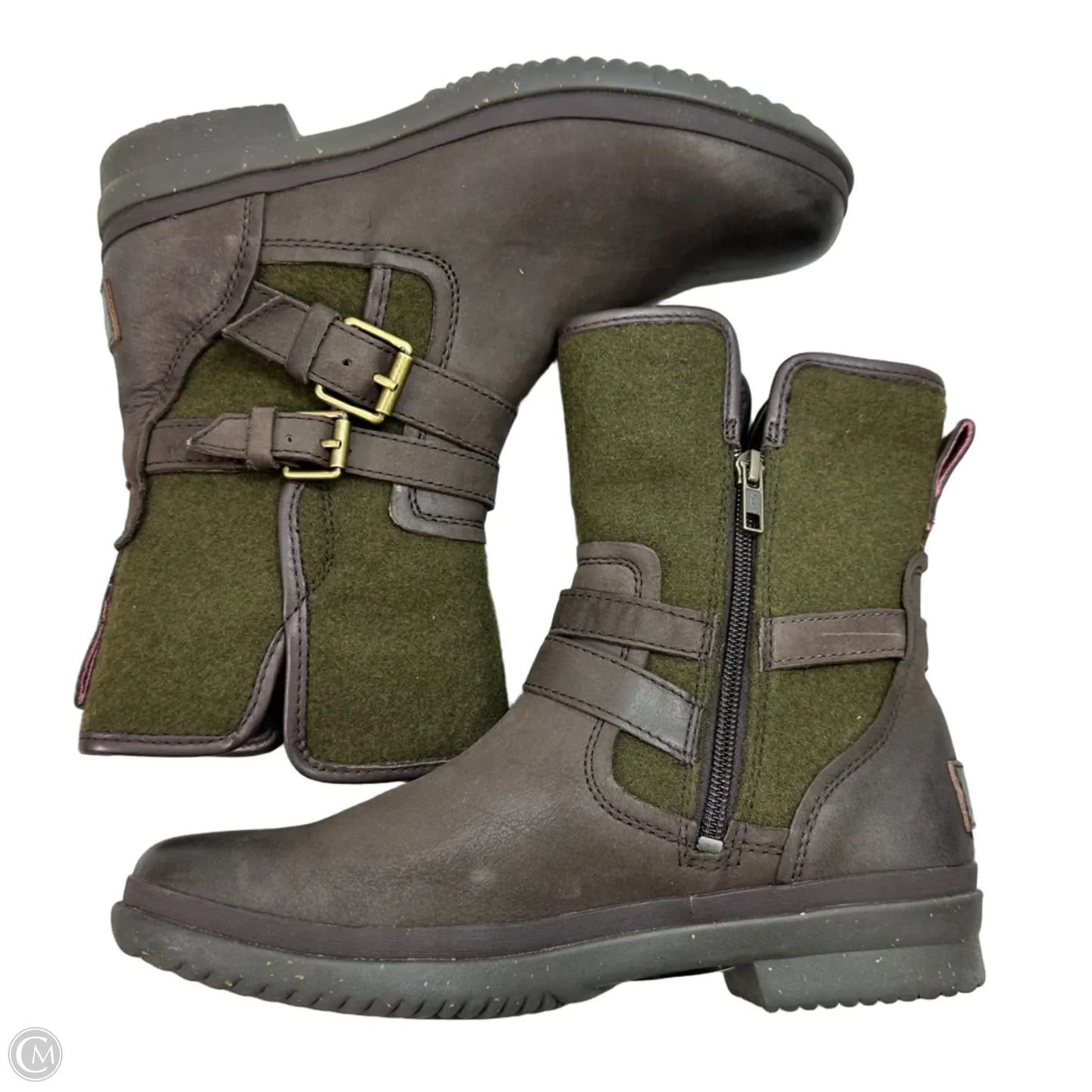 Boots Designer By Ugg In Brown & Green, Size: 8
