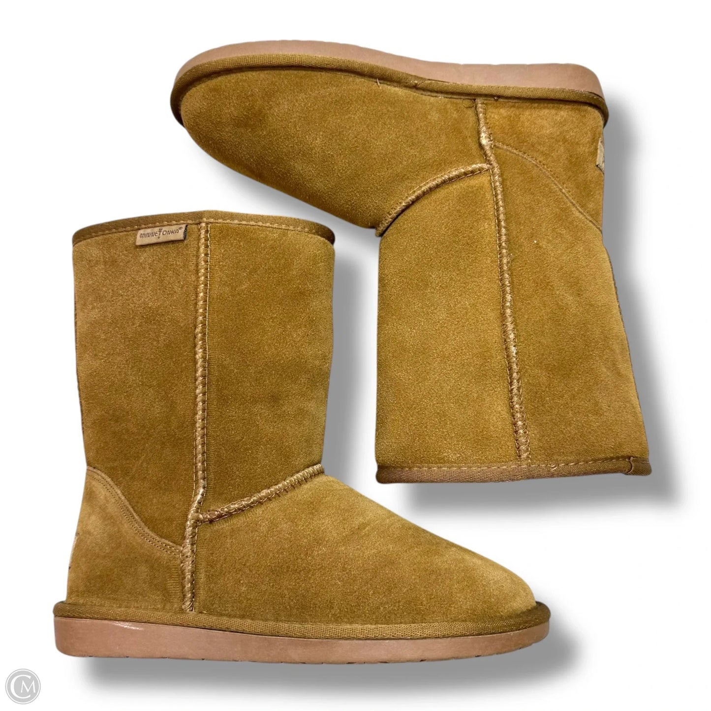 Boots Ankle Flats By Minnetonka In Brown, Size: 8