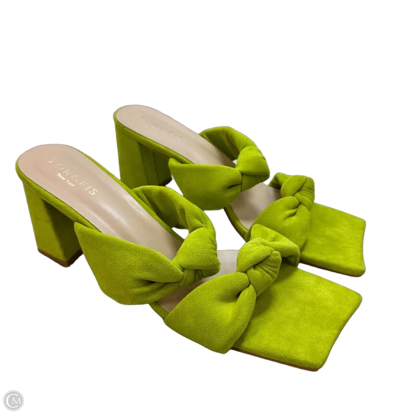 Flamingo Knotted Block Heel Sandal Heels Block By Torgeis In Green, Size: 8.5