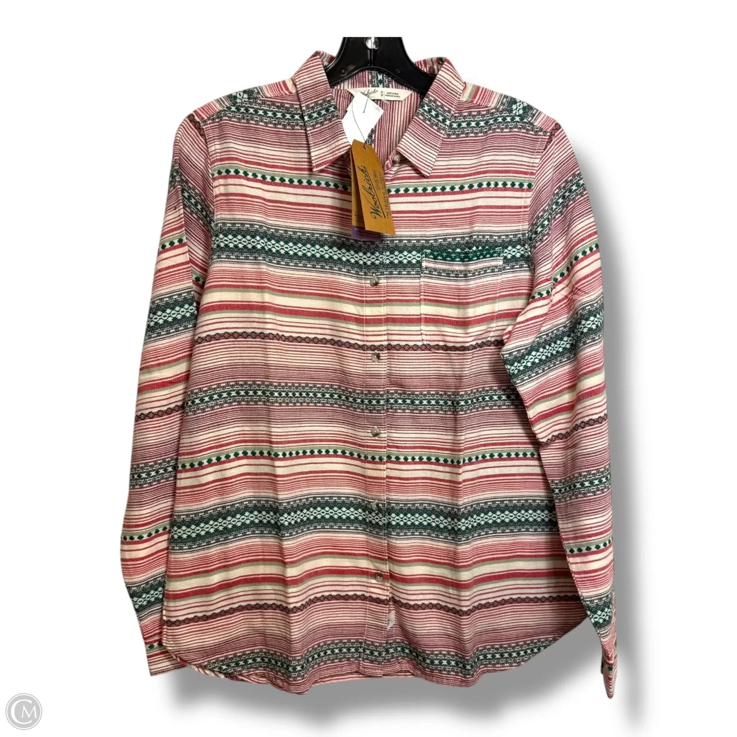 Top Long Sleeve By Woolrich In Green & Red, Size: M