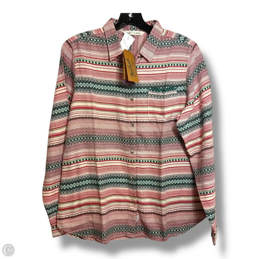 Top Long Sleeve By Woolrich In Green & Red, Size: M