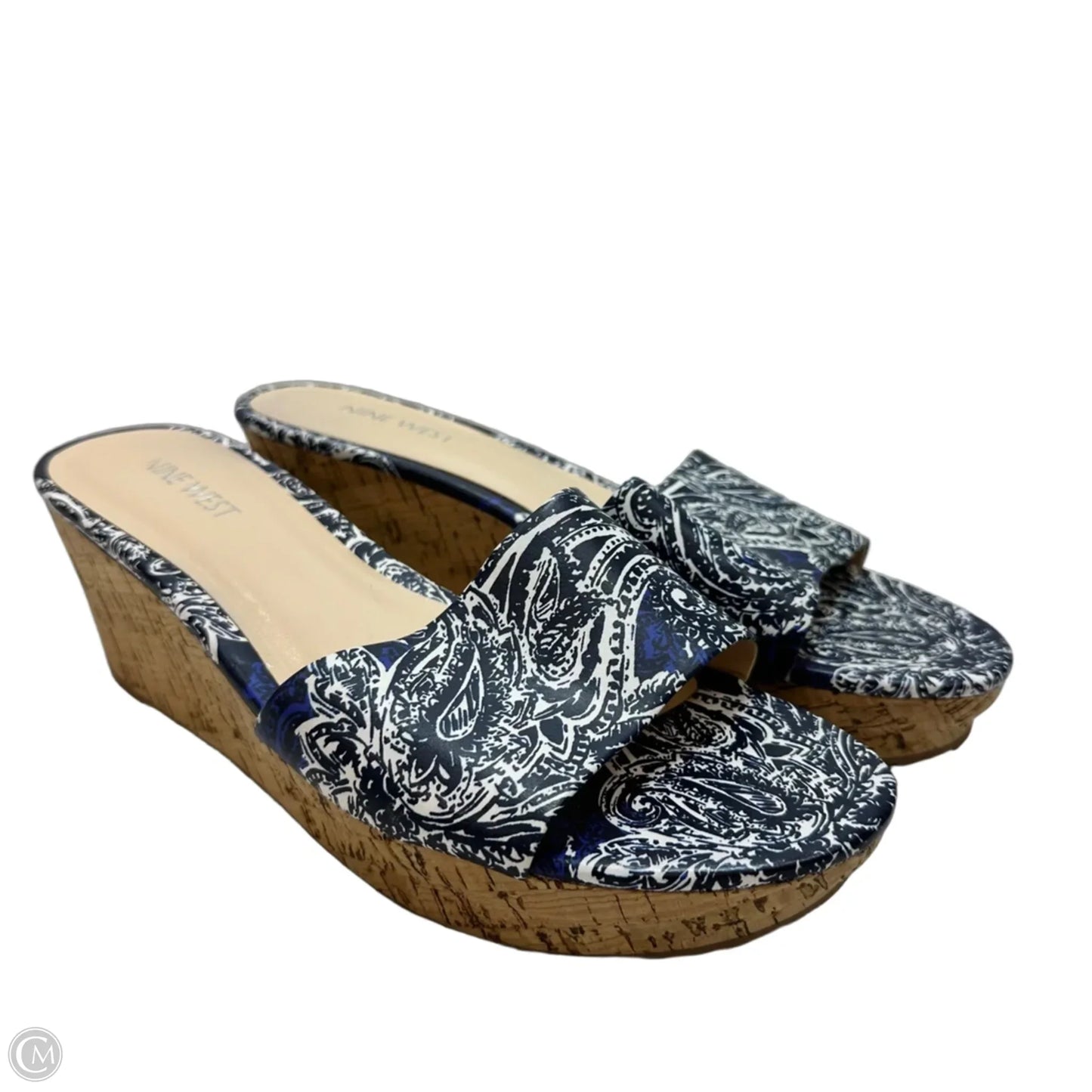 Shoes Heels Wedge By Nine West In Blue, Size: 8.5