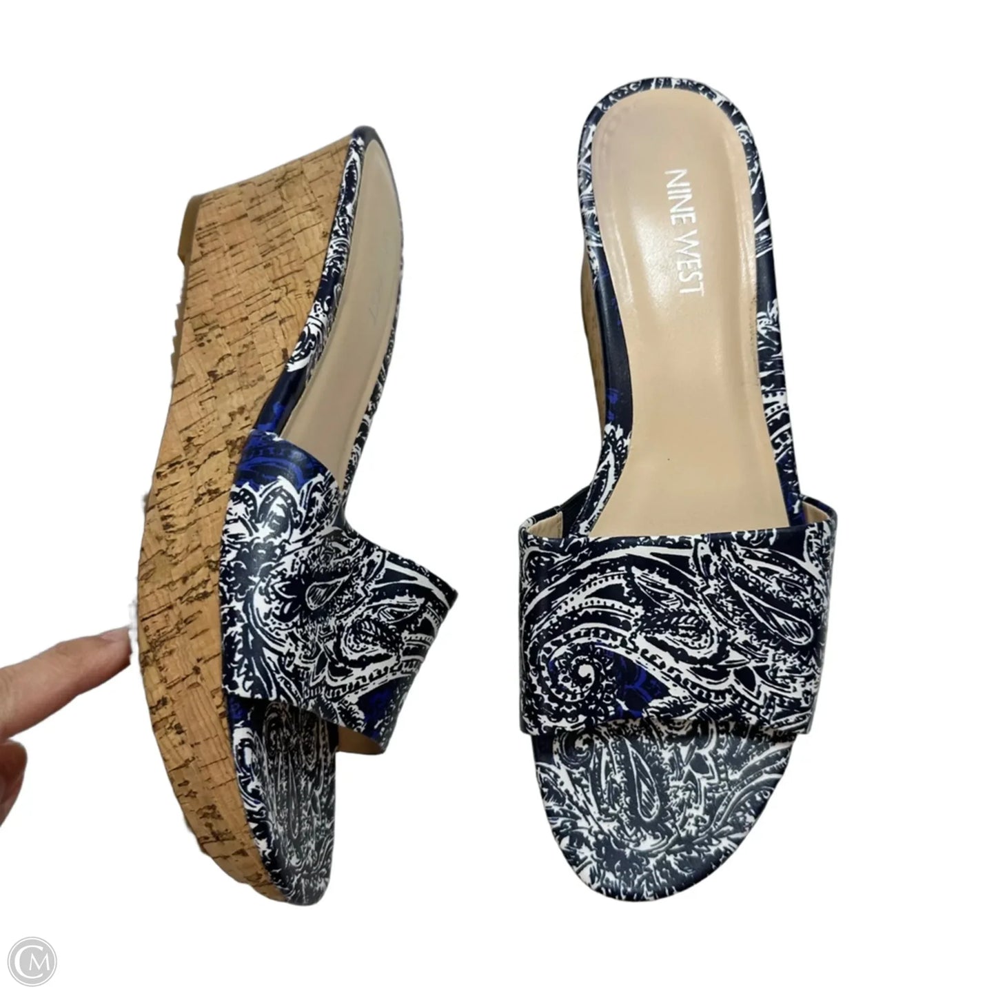 Shoes Heels Wedge By Nine West In Blue, Size: 8.5